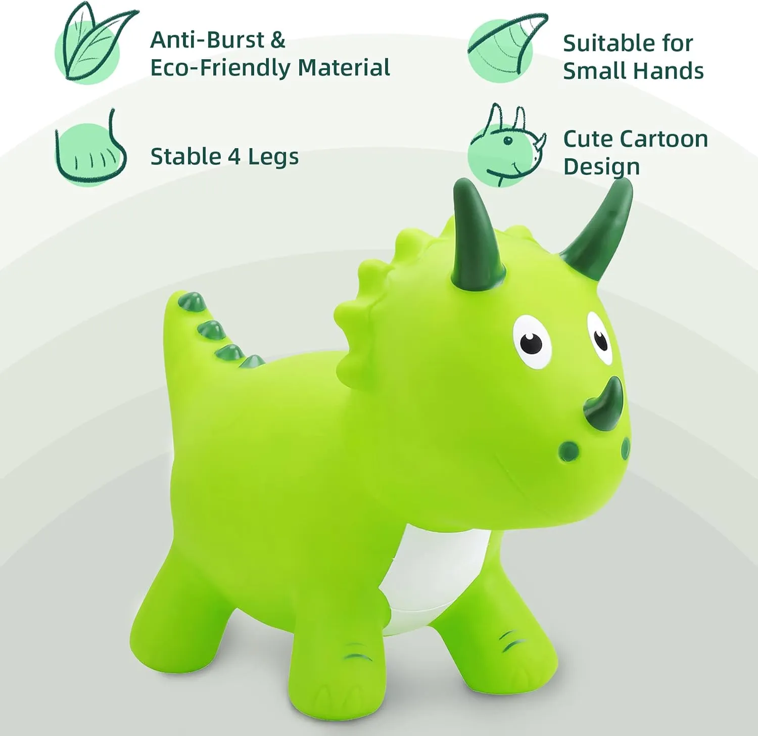 EVERICH TOY Kids Dinosaur Bouncy Animal Toys, Inflatable Triceratops Bouncer, Ride on Bounce Hopper, Indoor Outdoor Activity Birthday Gift for 18 Months 2 3 4 Years Old Boys