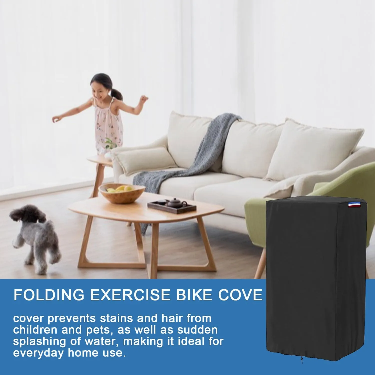 Exercise Bike Cover compatible with pooboo Stationary Bikes,Foldable Stationary Bike Cover compatible with ATIVAFIT(Cover Only),28"L x 16"W x 46"H,(Black)