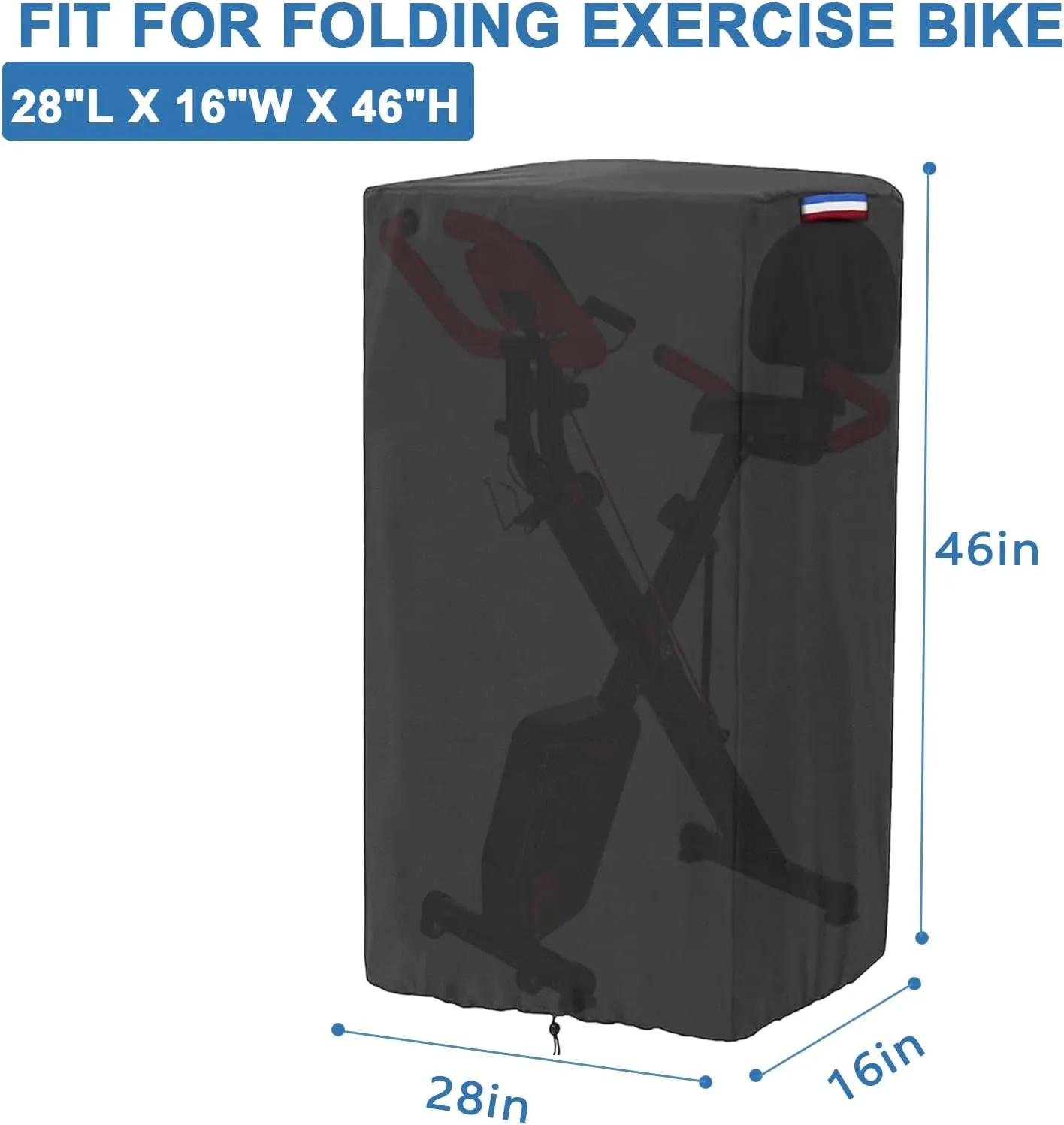 Exercise Bike Cover compatible with pooboo Stationary Bikes,Foldable Stationary Bike Cover compatible with ATIVAFIT(Cover Only),28"L x 16"W x 46"H,(Black)