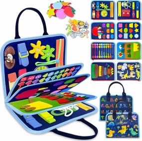 Exorany Busy Board Montessori Toys for Toddler Boy Birthday Gifts, Busy Book Sensory Learning Toys for Toddlers, Toddler Boy Airplane Car Travel Toy Educational Activities