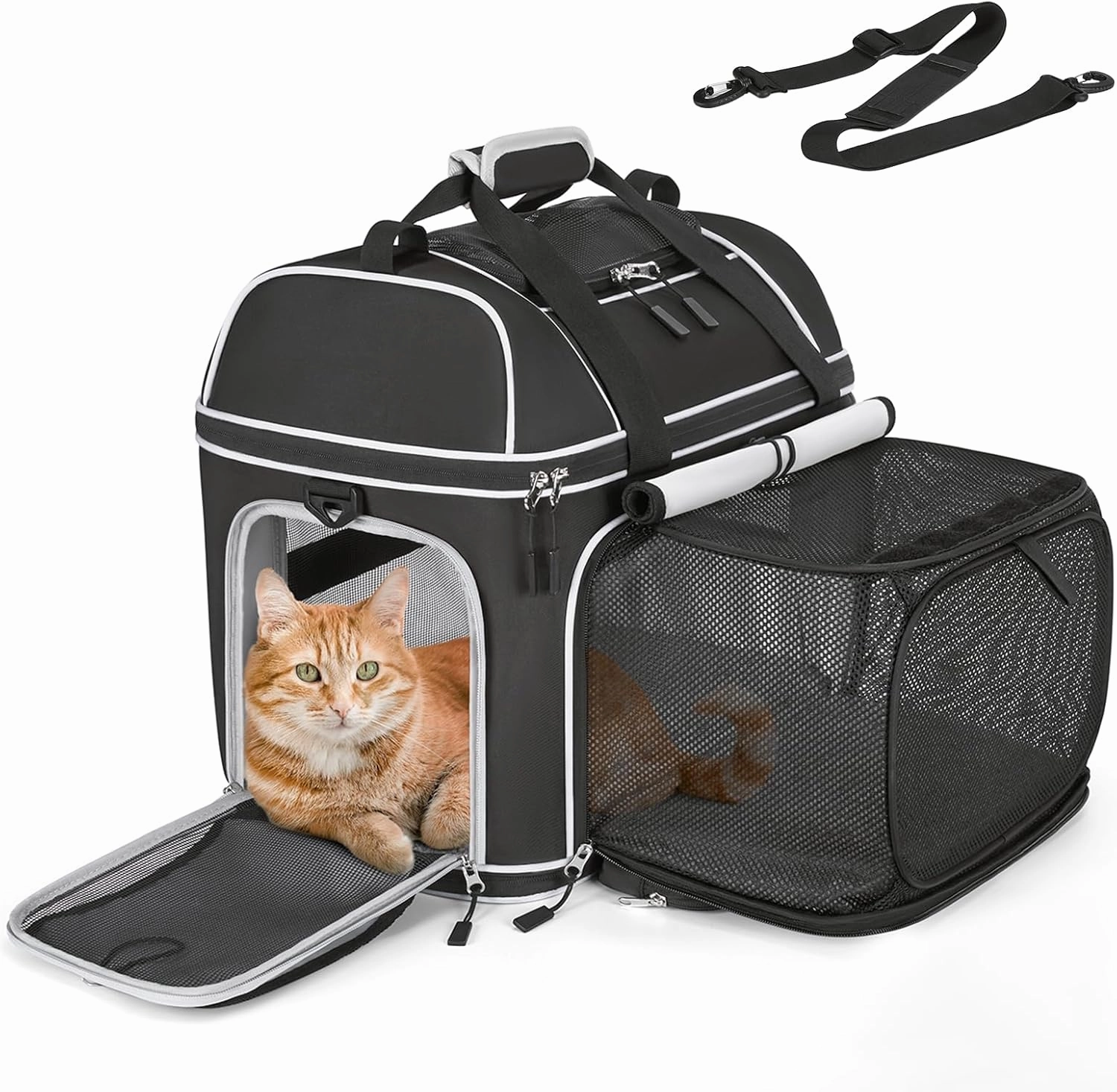 Expandable Pet Carrier: NOBLE DUCK Soft-Sided Cat Dog Carrier Airline Approved Small Medium Large Portable Travel Up to 25 Lbs Black