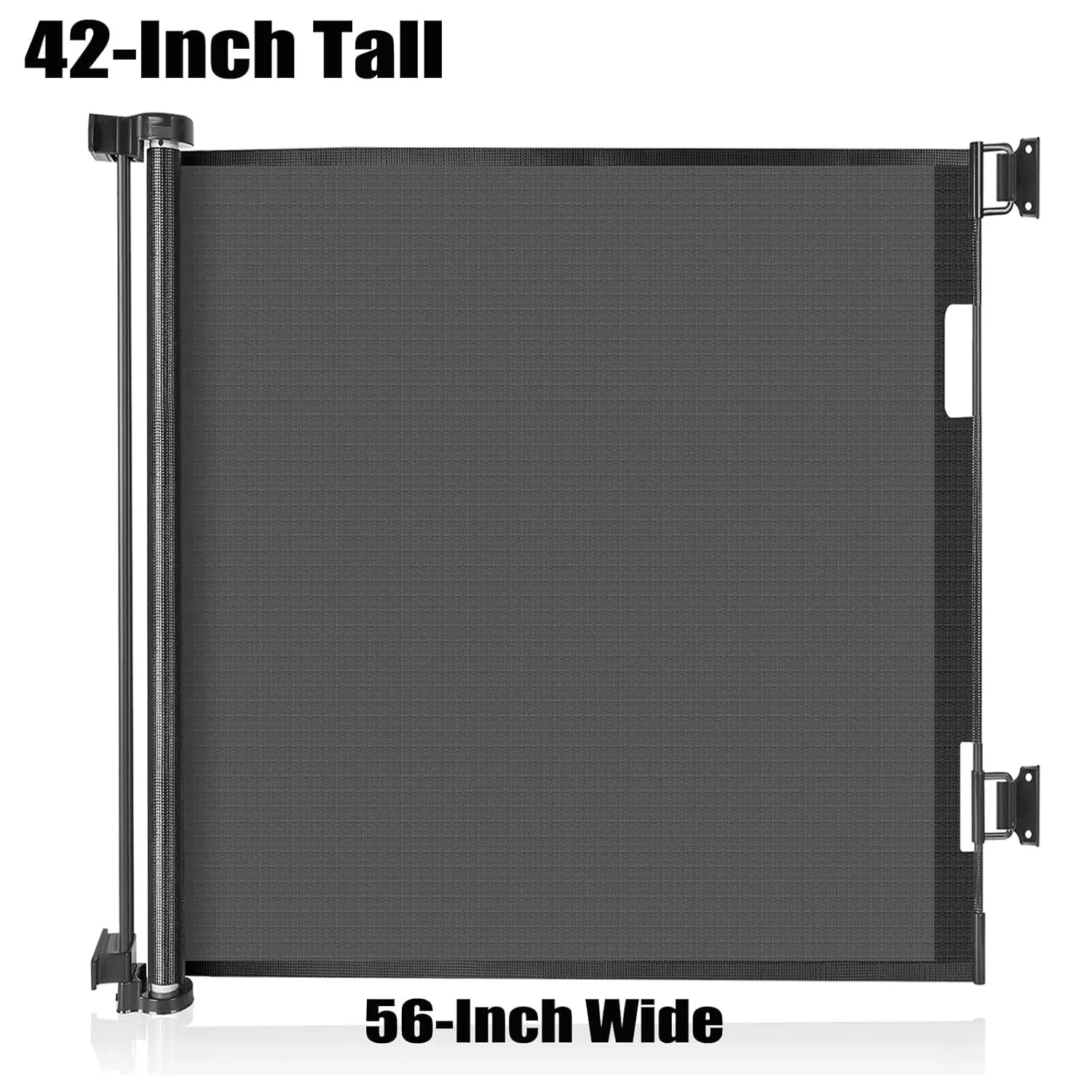 Extra Tall 42-Inch Black Dog & Baby Gate - 56" Wide, Adjustable, Retractable for Stairs, Doorways, Hallways