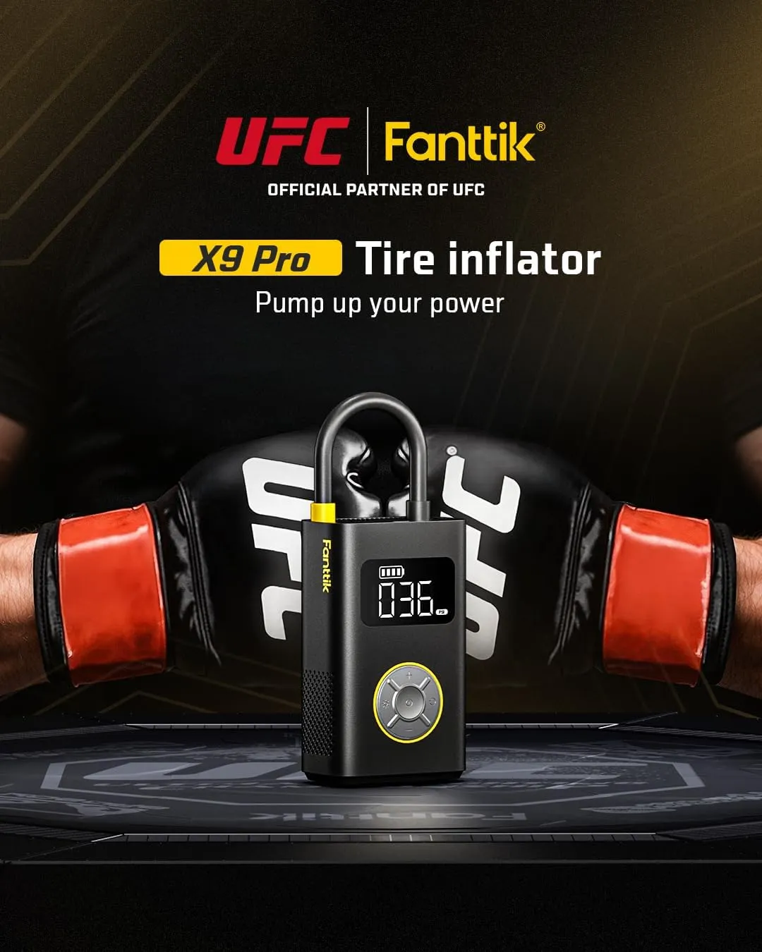 Fanttik X9 Pro Portable Tire Inflator for Compact Car, 1Min Fast Inflate Electric Bike Pump with Digital Tire Pressure Gauge, 150PSI Air Compressor for Electric Bikes, Motorcycle, Ball