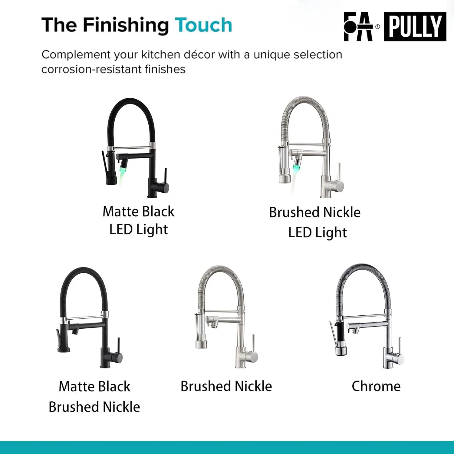 Fapully Pull Down Kitchen Faucet with Lock Sprayer,Single Handle Spring Stainless Steel Kitchen Sink Faucet Brushed Nickel