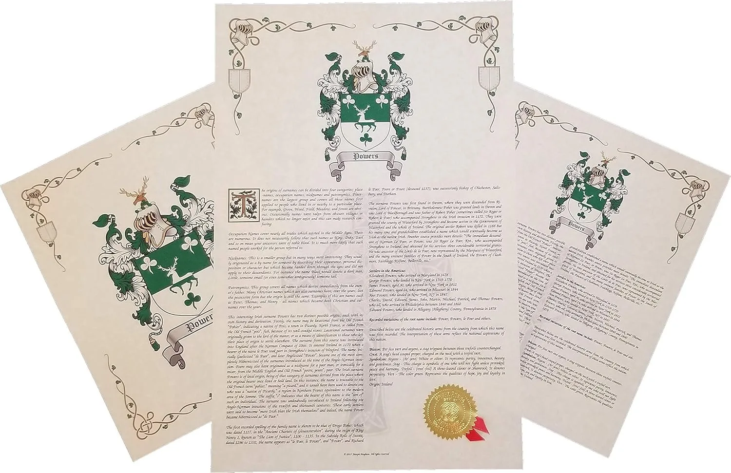 Felder - Coat of Arms, Crest & History 3 Print Combo - Surname Origin: Germany