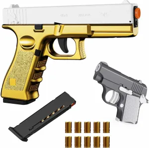 Fidget Toy, 2 Pack 3D Printed Pistol Toys Shell Ejecting Toy with 10 Shell Casings, No Bullets, Non-Firing Toy Pistol Can be Loaded But Can't be Fired, Toys for Kids