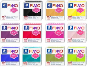 FIMO Soft Polymer Oven Bake Modelling Clay - 12 x 57g - Classic Colours - Pack of 12