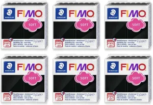 FIMO Soft Polymer Oven Bake Modelling Clay - 57g Blocks - Set of 6 - Black