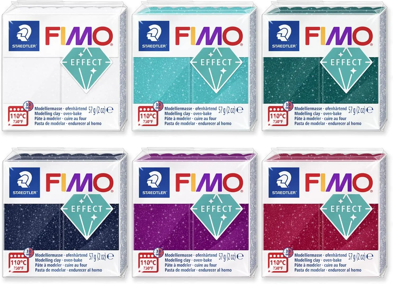 FIMO Soft Polymer Oven Bake Modelling Clay - 57g Blocks - Set of 6 - Galaxy Colours
