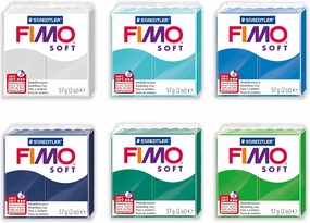 FIMO Staedtler Soft Polymer Oven Modelling Clay - Cool Tones - Set of 6