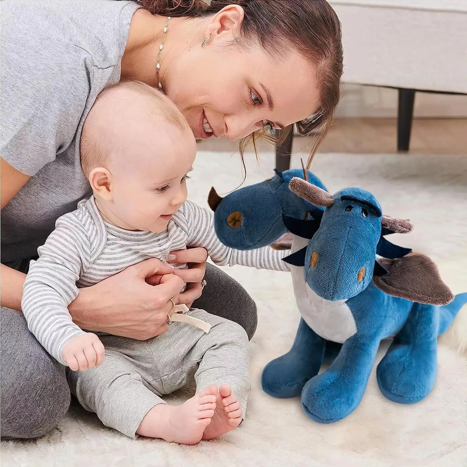 Fire Dragon - Cute Dinosaurs Stuffed Animal Plush Toy - Adorable Soft Dragon Toy Plushies and Gifts - Perfect Present for Kids, Babies, Toddlers (Blue,23.6 inch/60cm)