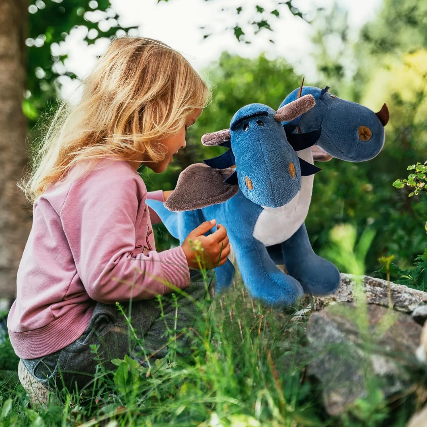 Fire Dragon - Cute Dinosaurs Stuffed Animal Plush Toy - Adorable Soft Dragon Toy Plushies and Gifts - Perfect Present for Kids, Babies, Toddlers (Blue,23.6 inch/60cm)