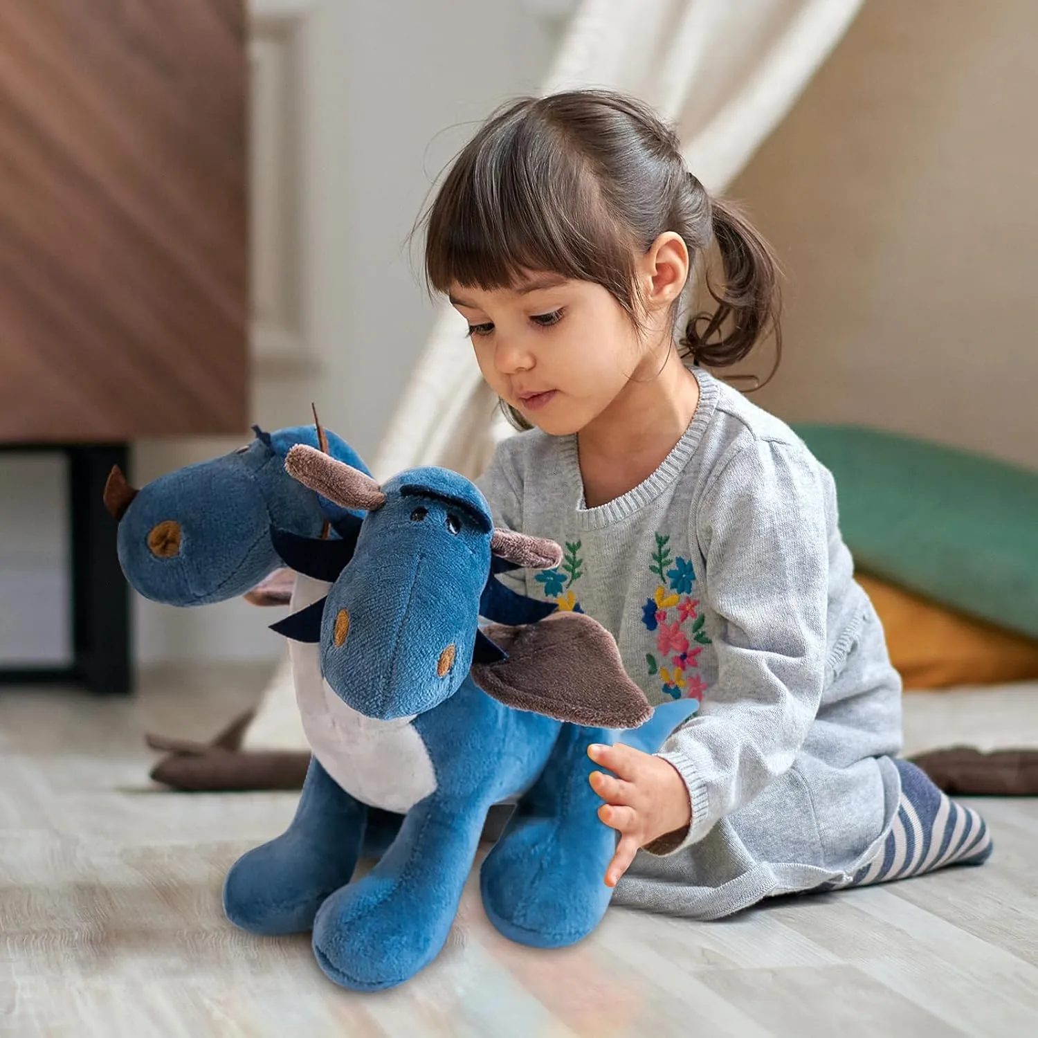 Fire Dragon - Cute Dinosaurs Stuffed Animal Plush Toy - Adorable Soft Dragon Toy Plushies and Gifts - Perfect Present for Kids, Babies, Toddlers (Blue,23.6 inch/60cm)