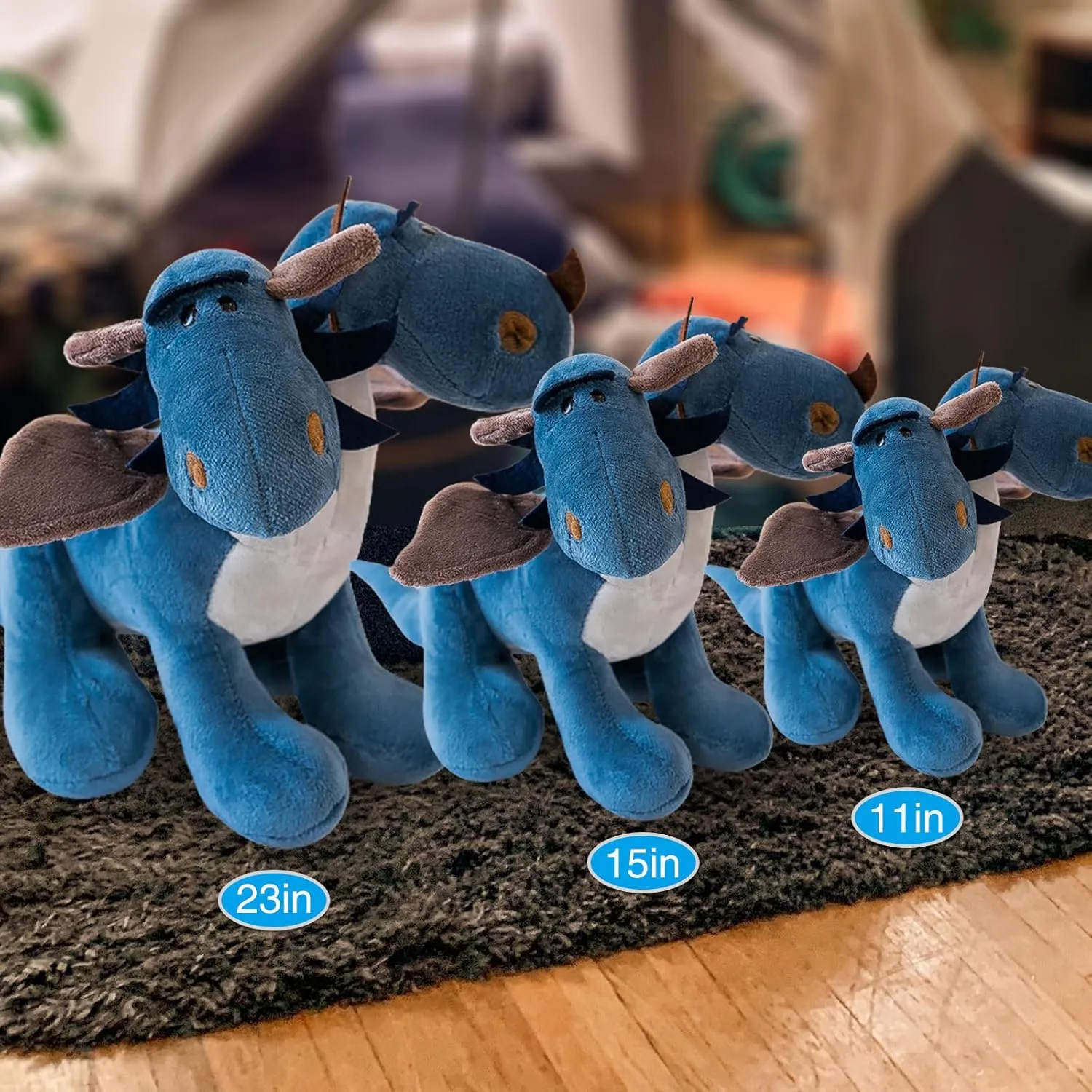Fire Dragon - Cute Dinosaurs Stuffed Animal Plush Toy - Adorable Soft Dragon Toy Plushies and Gifts - Perfect Present for Kids, Babies, Toddlers (Blue,23.6 inch/60cm)