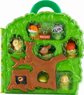 Fisher-Price Little People Toddler Toy Forest Friends Carry Case Playset with Animal Figures for Pretend Play Kids Ages 1  Years