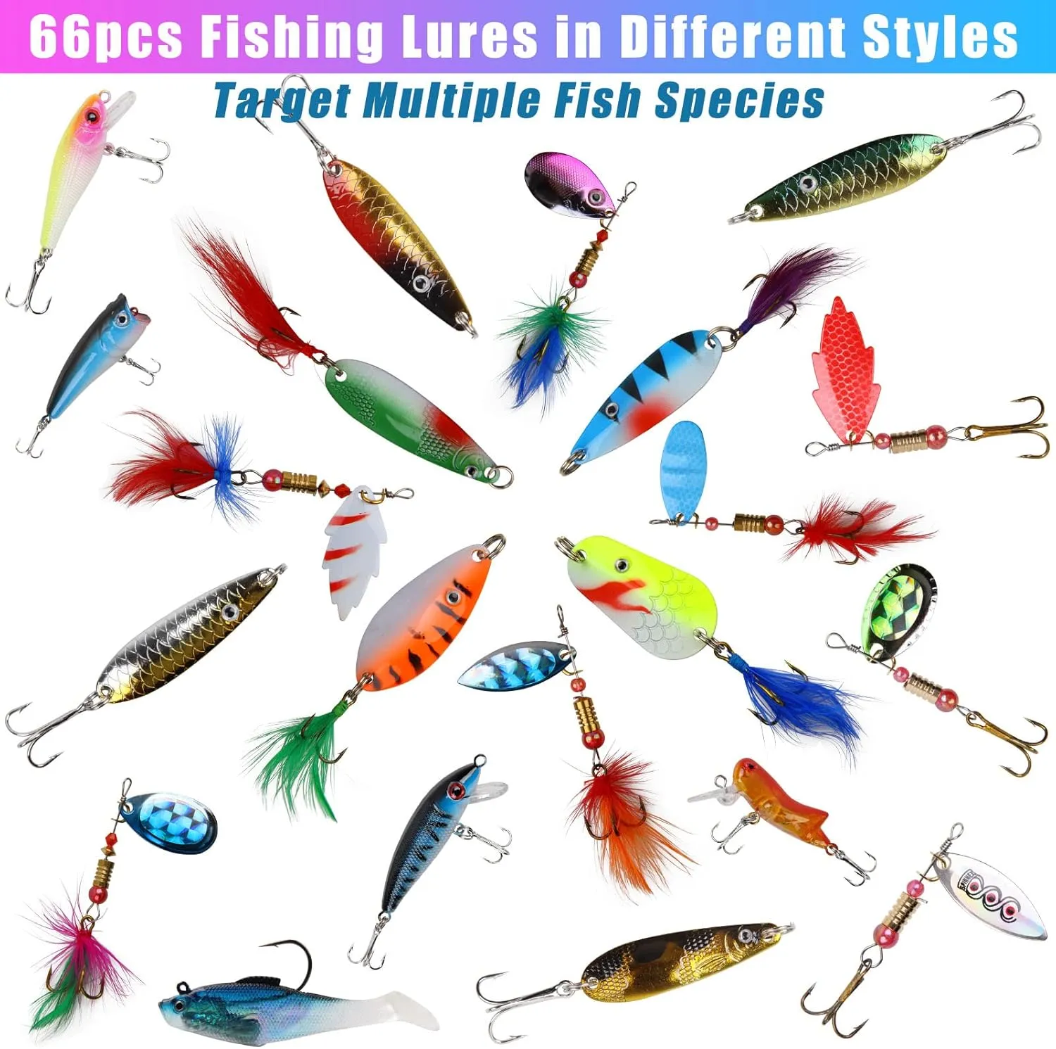 Fishing Lures Spinner Baits Bass Lures Trout Lures Hard Metal Spinnerbaits Fishing Spinners Lures Kit for Pike Salmon Walleye Freshwater Saltwater Fishing
