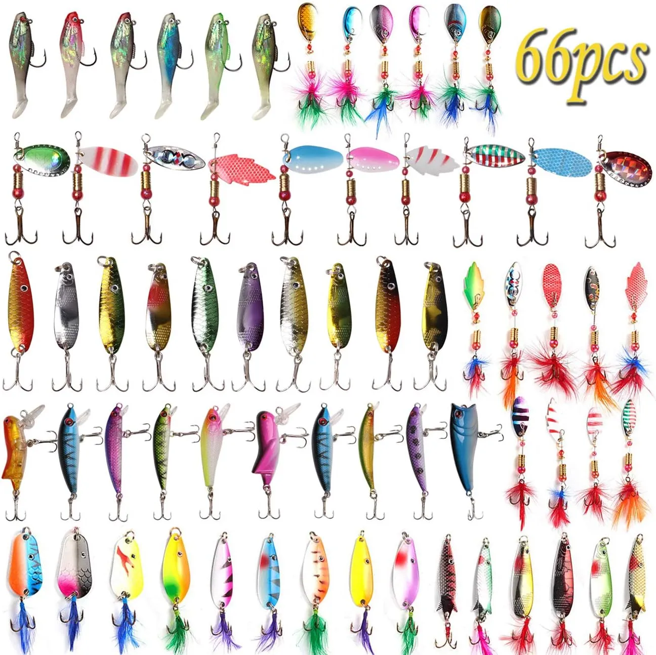 Fishing Lures Spinner Baits Bass Lures Trout Lures Hard Metal Spinnerbaits Fishing Spinners Lures Kit for Pike Salmon Walleye Freshwater Saltwater Fishing