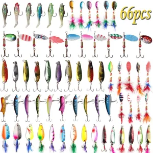 Fishing Lures Spinner Baits Bass Lures Trout Lures Hard Metal Spinnerbaits Fishing Spinners Lures Kit for Pike Salmon Walleye Freshwater Saltwater Fishing