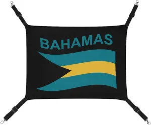 Flag of Bahamas Cat Hanging Hammock Soft Breathable Pet Cage Dog Hammock with Adjustable Straps and Metal Hooks