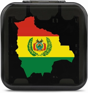 Flag Map of Bolivia Funny Game Card Case Pattern Game Card Storage Box Cards Holder with 24 Slots