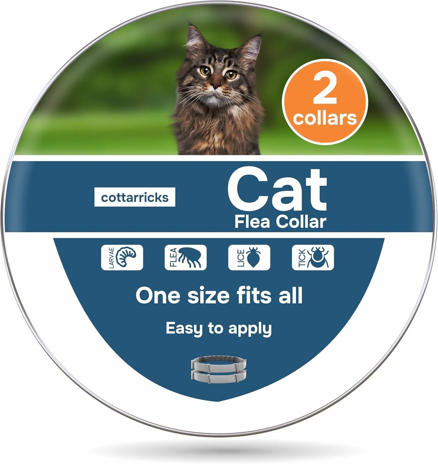 Flea and Tick Prevention for Cats - Collar - 2 Count - Adjustable