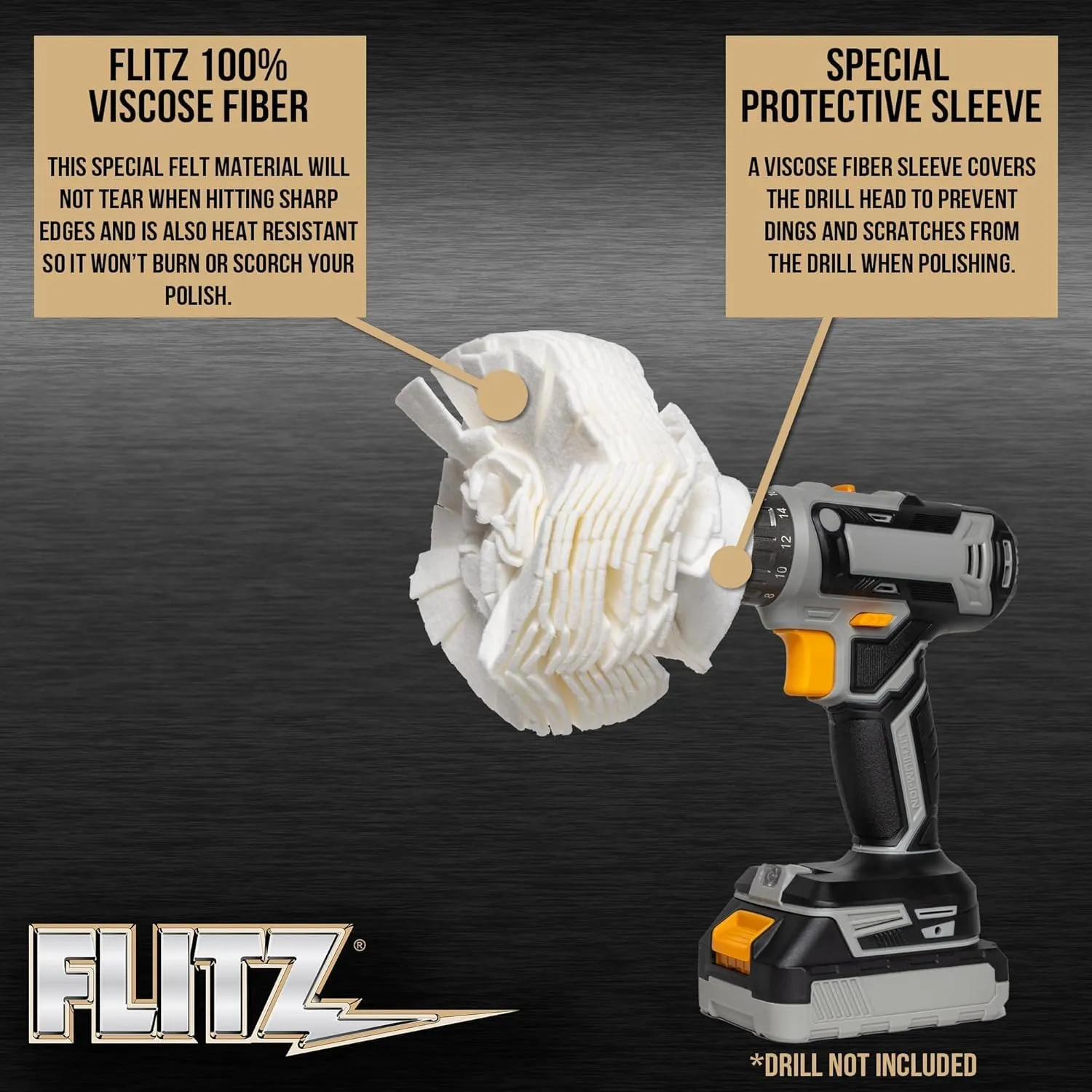 Flitz Buff Ball Car Buffer Drill Attachment with Self-Cooling Design, Never Burns and No Exposed Hardware to Prevent Scratches, Buff and Polish Any Surface, Machine Washable, 5 Inch, White