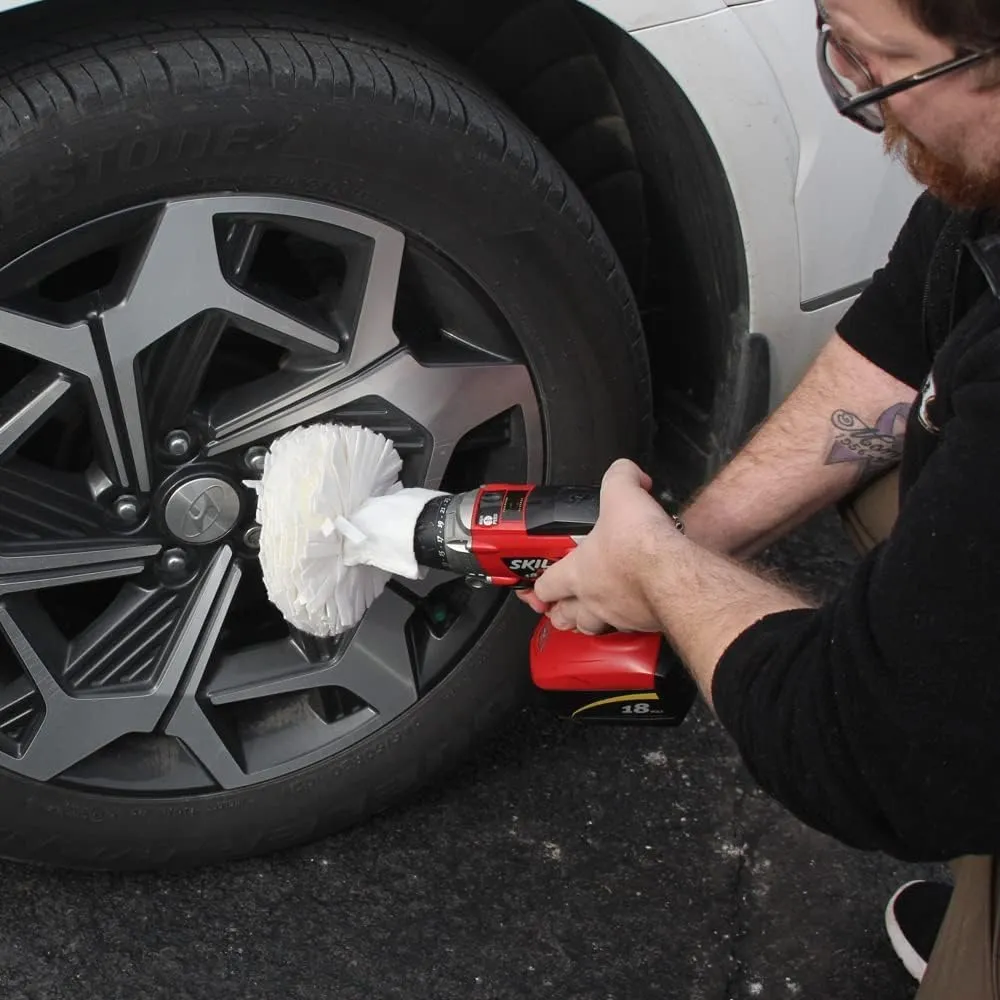 Flitz Buff Ball Car Buffer Drill Attachment with Self-Cooling Design, Never Burns and No Exposed Hardware to Prevent Scratches, Buff and Polish Any Surface, Machine Washable, 5 Inch, White