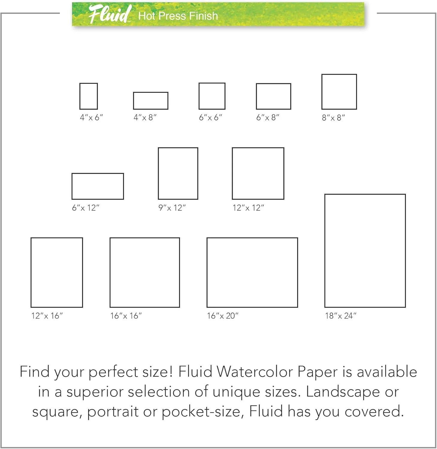 Fluid Watercolor Paper Block, 18 x 24 inches, 15 Sheets, 140 lb (300 GSM) Hot Press Pad for Artist Painting and Wet Media
