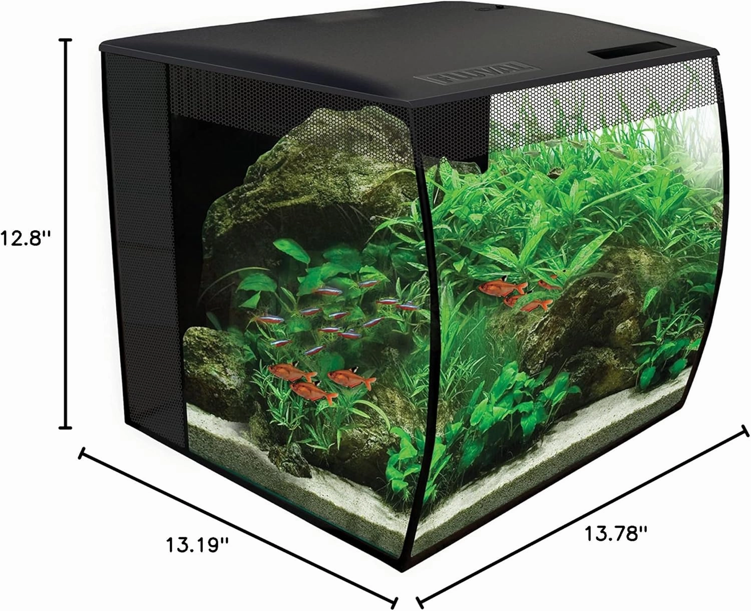 Fluval Flex 9 Aquarium Kit - Fish Tank for Fish & Plants - Comes with LED Lights, Filtration System & More - 36" x 18" x 18" - 34 L, 9 Gal. - Black