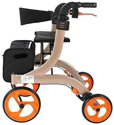 Folding Rollator Folding Rollator Walker, Compact Rolling Walker with Seat and Carry Bag, Transport Chair Mobility Rollator, for Adult, Senior, Elderly & Handicap