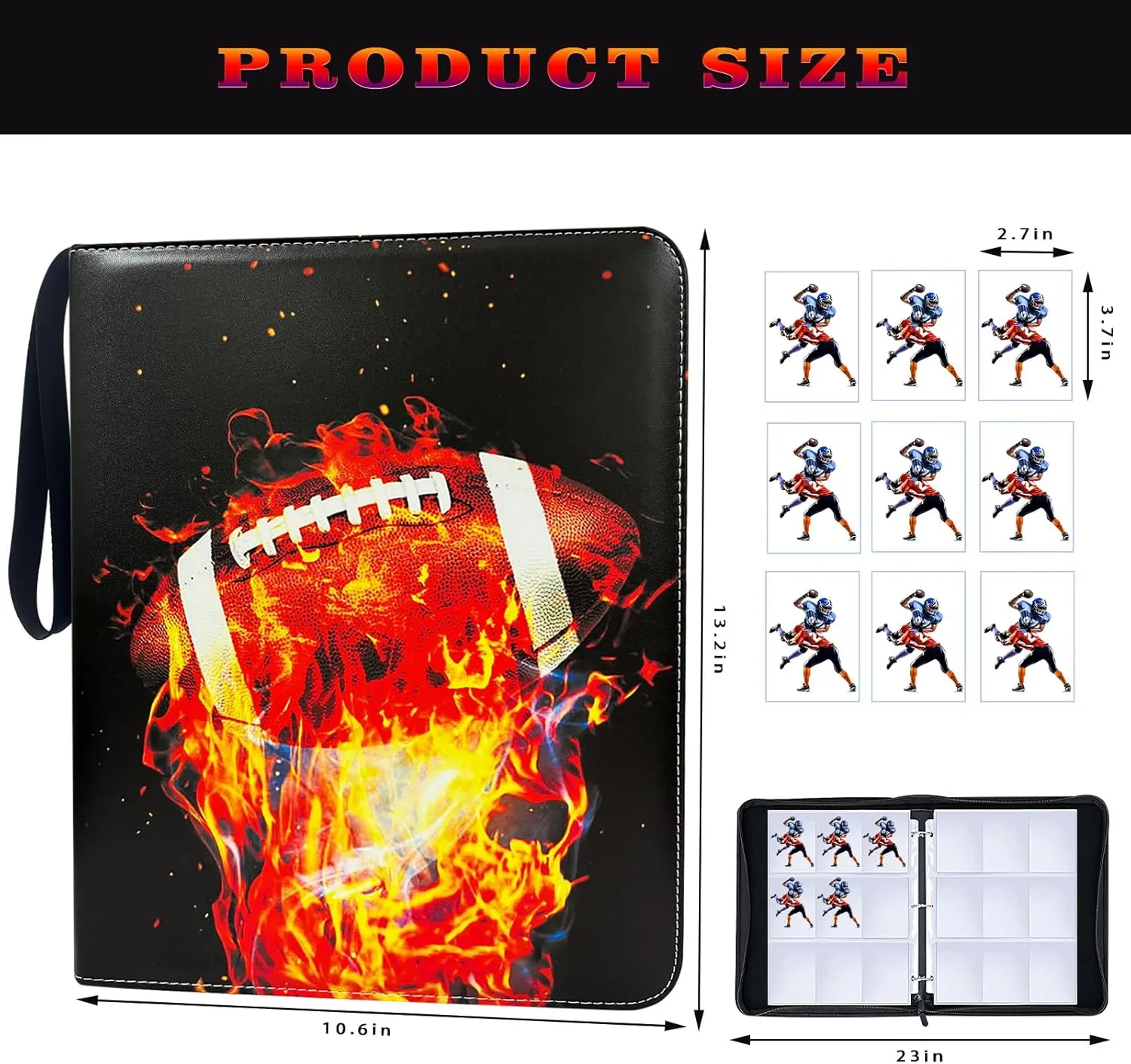 Football Card Binder with Sleeves 900 Pockets, Collectible Football Card Albums, Trading Holder Card Binder for Sports Cards