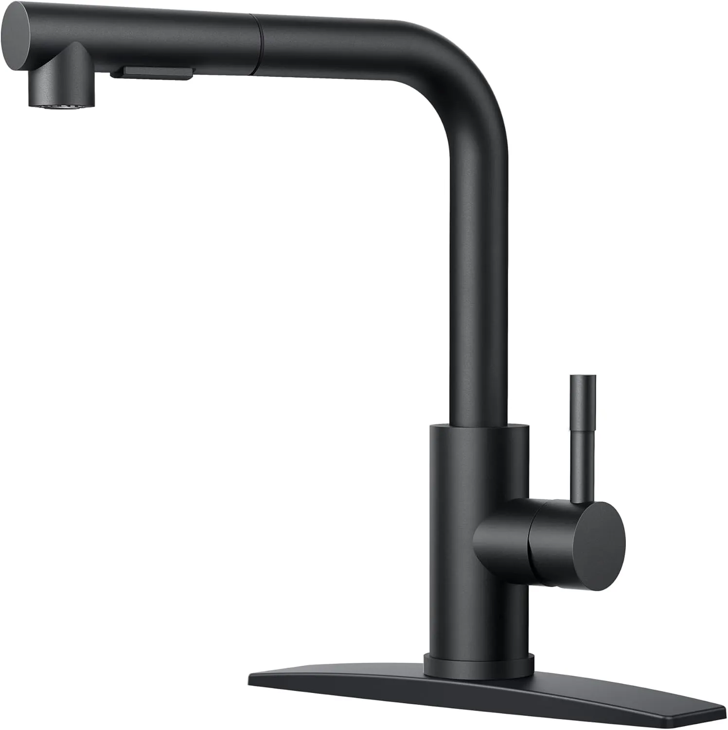 FORIOUS Kitchen Faucet Black, Kitchen Sink Faucets with Pull Down Sprayer, Commercial Pull Out Kitchen Faucet for Sink 1 or 3 Hole, Single Handle Stainless Steel Sink Faucet for Bar RV Laundry Outdoor