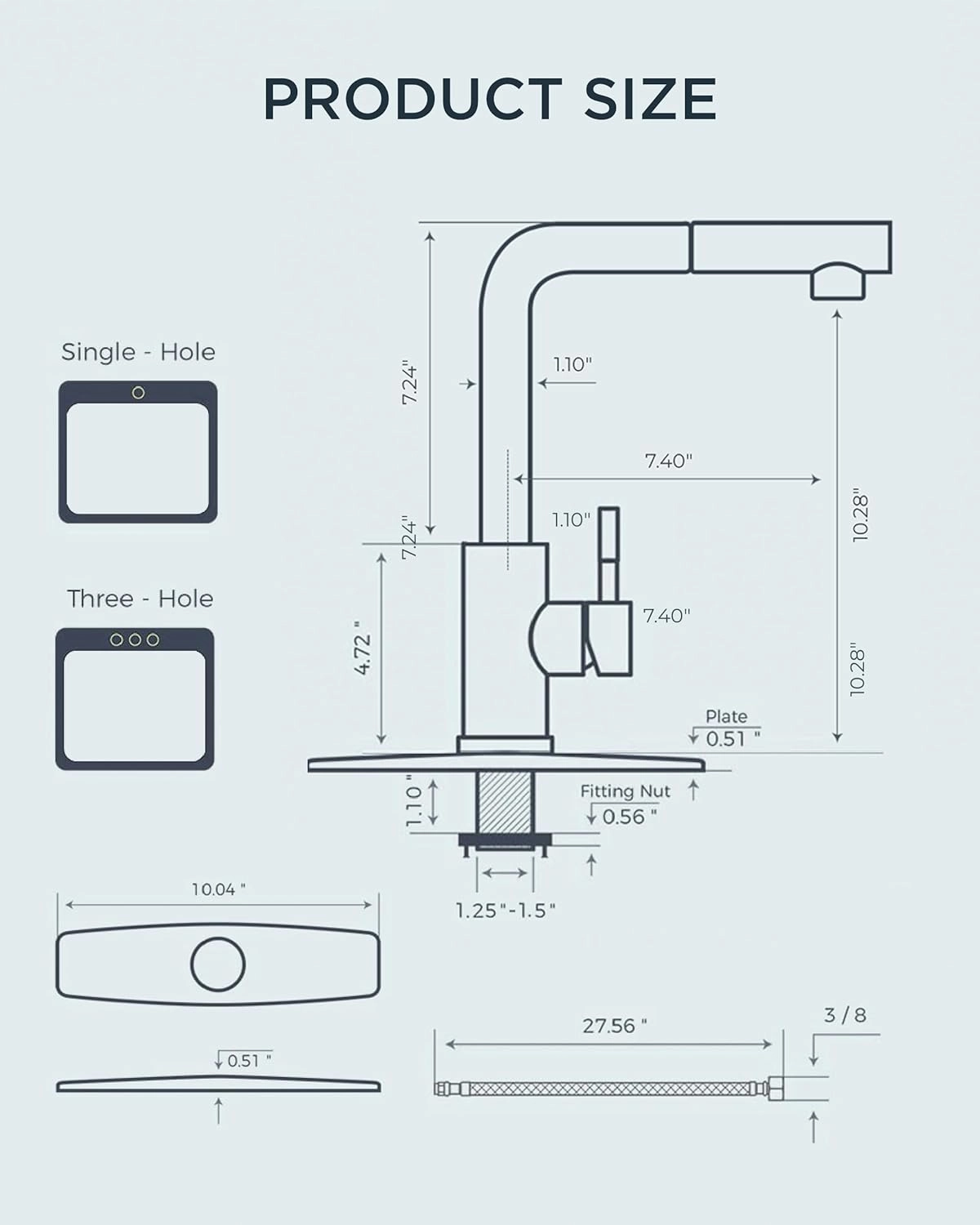 FORIOUS Gold Kitchen Faucets Pull Out Sprayer Stainless Steel, Single Handle Classic Sink Faucet with Deck Plate for 1 or 3 Holes, Suitable for Bar RV Farhouse Laundry