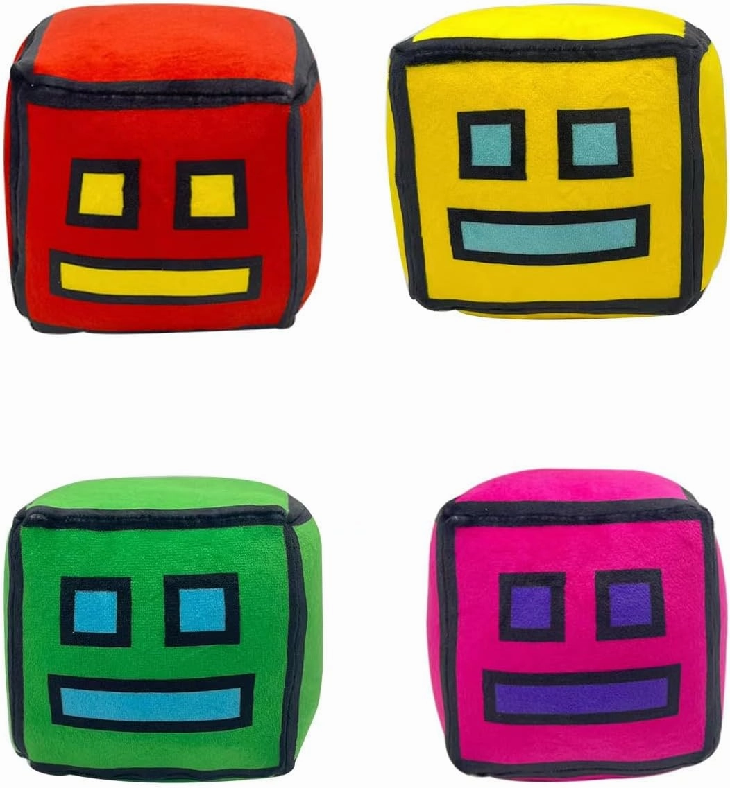 FOTN 4 Pcs Geometry Games Sprint Plush Toys Animals Cube Volume Wood Doll Toys Kids Gift