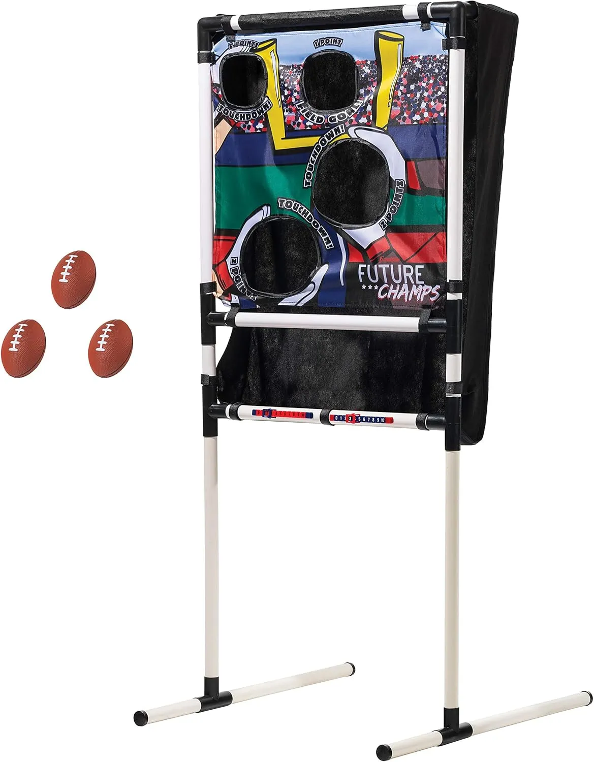 Franklin Sports Kids Football Target Toss with Mini Footballs - Indoor Football Passing Game for Kids - Football Passing Targets, Black