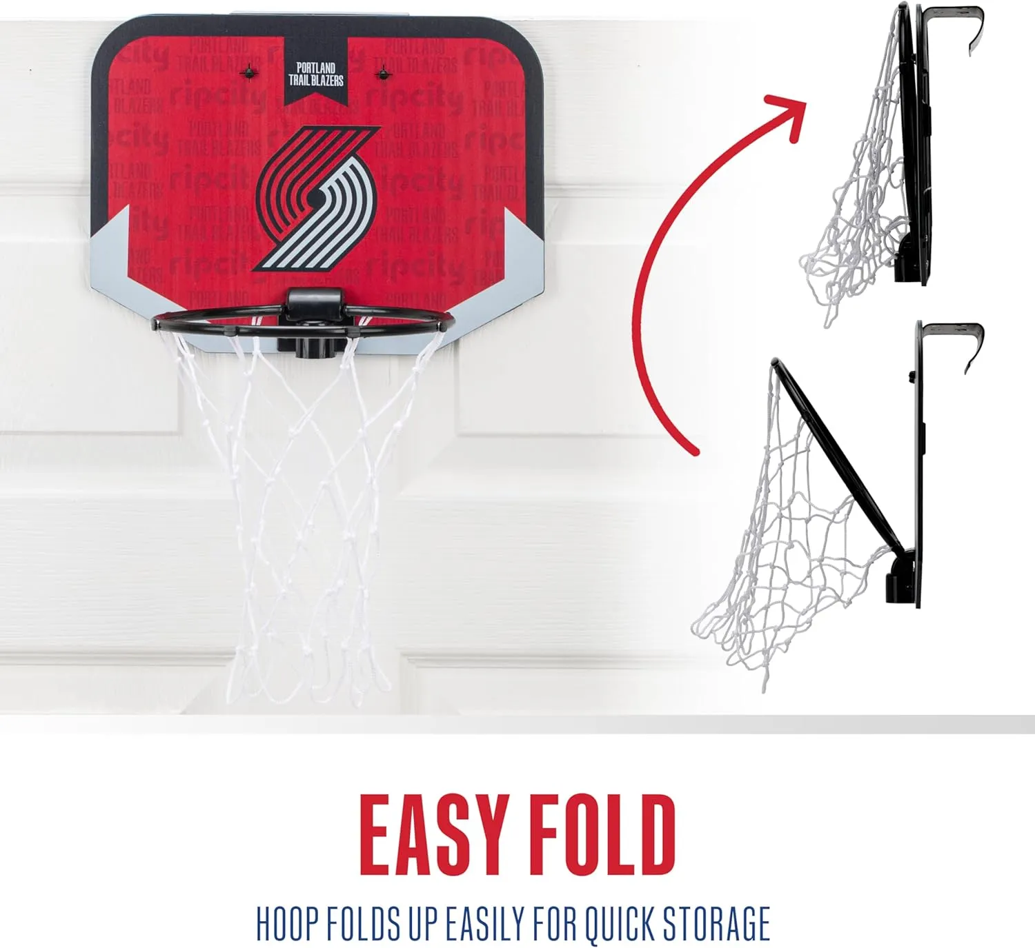 Franklin Sports NBA Team Over The Door Basketball Hoop - Kids Indoor Mini Basketball Hoop with Basketball - NBA Fan Shop Mini Hoop for Bedroom & Office