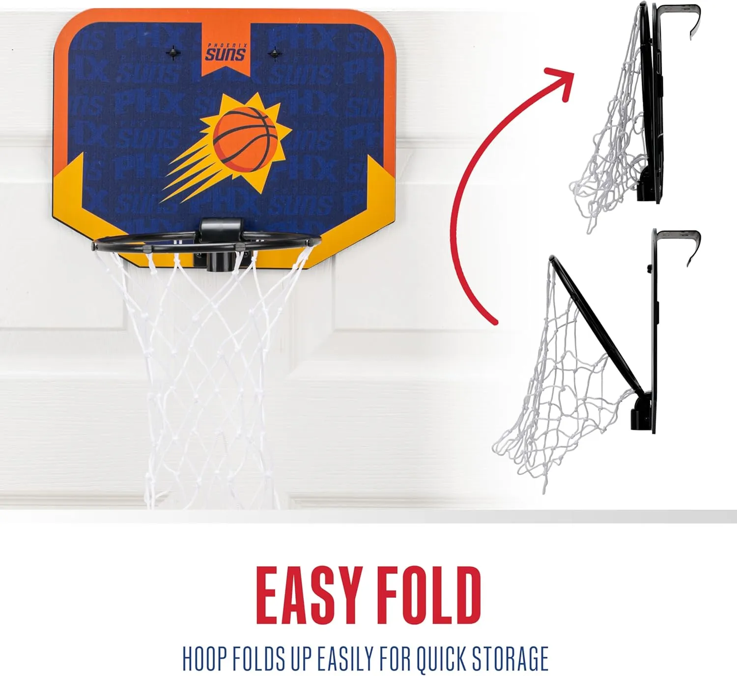 Franklin Sports NBA Team Over The Door Basketball Hoop - Kids Indoor Mini Basketball Hoop with Basketball - NBA Fan Shop Mini Hoop for Bedroom & Office