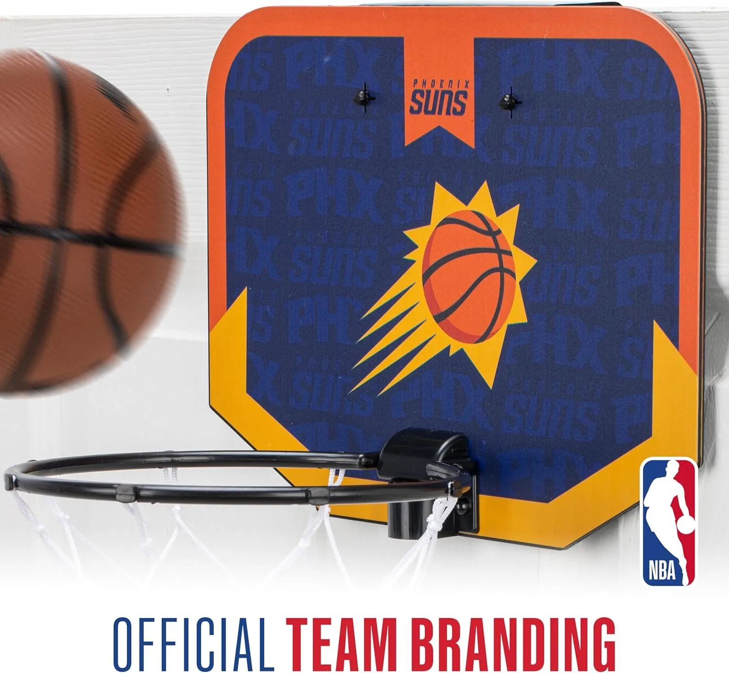 Franklin Sports NBA Team Over The Door Basketball Hoop - Kids Indoor Mini Basketball Hoop with Basketball - NBA Fan Shop Mini Hoop for Bedroom & Office