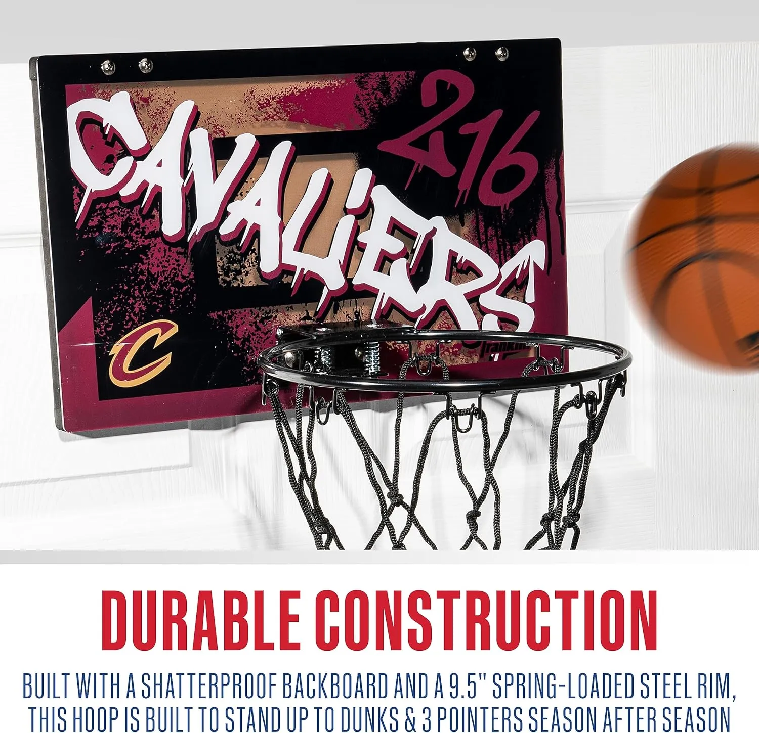 Franklin Sports NBA Team Over the Door Basketball Hoops - Kids Indoor Mini Basketball Hoop   Ball Set - NBA Fan Mini Hoops