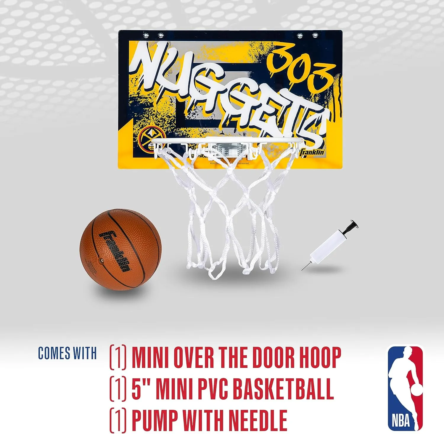 Franklin Sports NBA Team Over the Door Basketball Hoops - Kids Indoor Mini Basketball Hoop   Ball Set - NBA Fan Mini Hoops