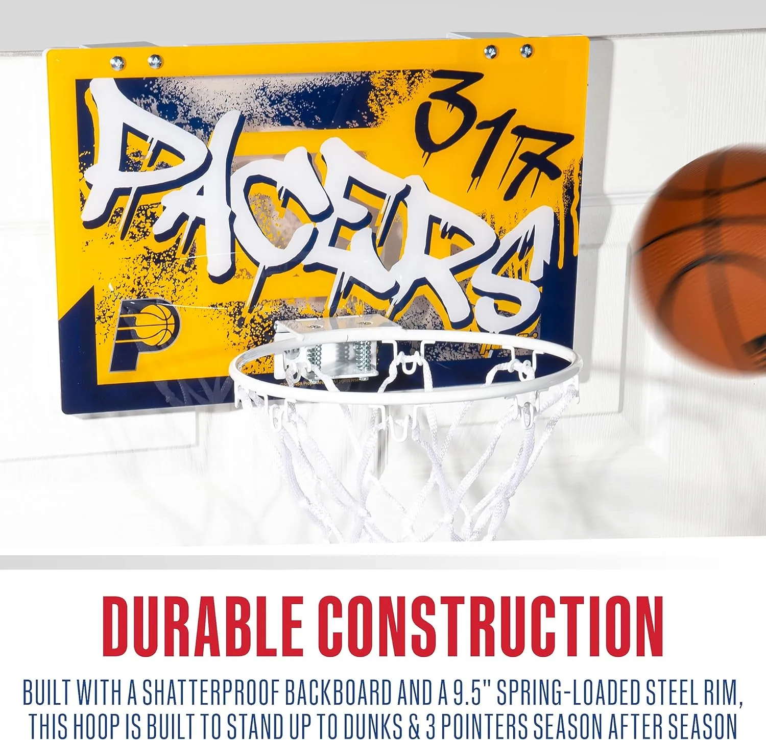 Franklin Sports NBA Team Over the Door Basketball Hoops - Kids Indoor Mini Basketball Hoop   Ball Set - NBA Fan Mini Hoops