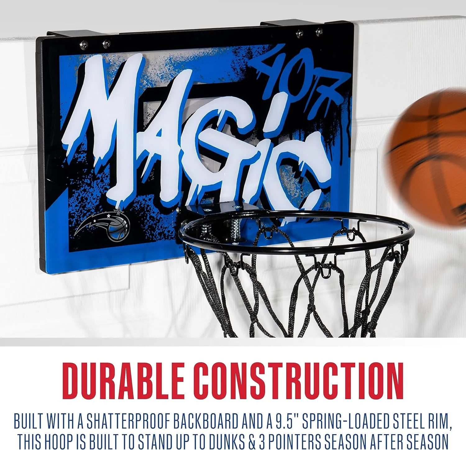 Franklin Sports NBA Team Over the Door Basketball Hoops - Kids Indoor Mini Basketball Hoop   Ball Set - NBA Fan Mini Hoops