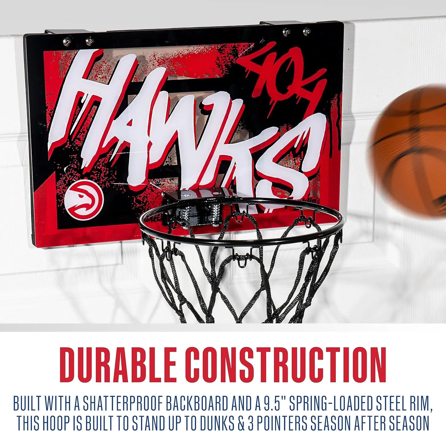 Franklin Sports NBA Team Over the Door Basketball Hoops - Kids Indoor Mini Basketball Hoop   Ball Set - NBA Fan Mini Hoops