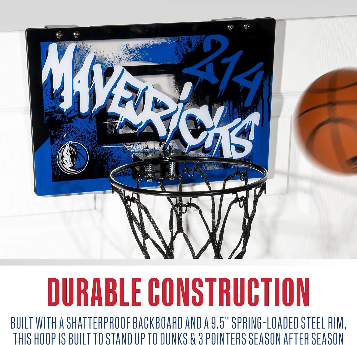 Franklin Sports NBA Team Over the Door Basketball Hoops - Kids Indoor Mini Basketball Hoop   Ball Set - NBA Fan Mini Hoops