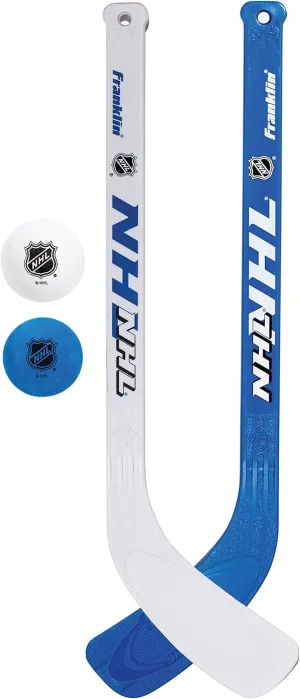 Franklin Sports NHL Mini Hockey Stick and Ball Set - Kids Indoor Knee Hockey Game Set - Includes 2 Mini Sticks and 2 Foam Balls