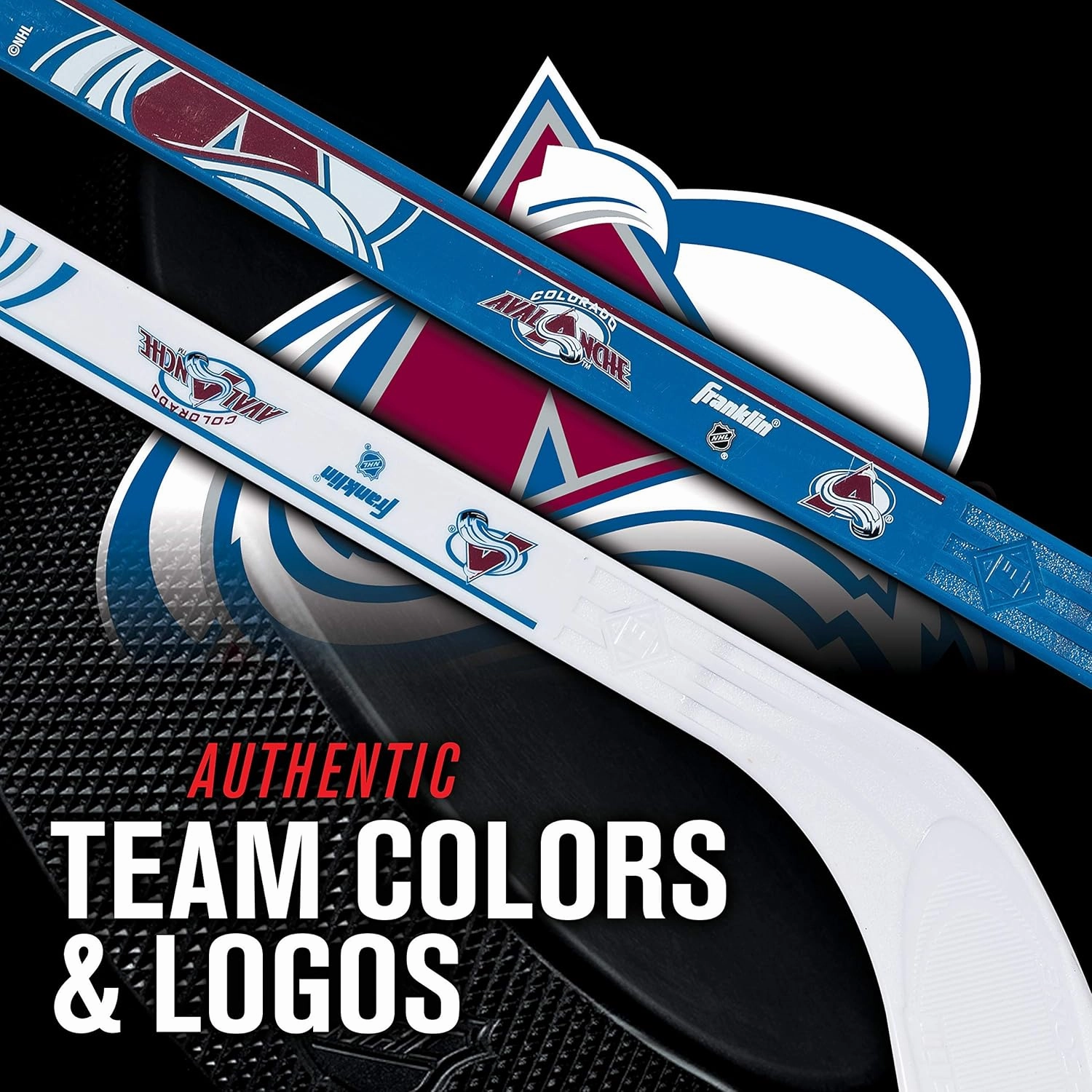 Franklin Sports NHL Mini Hockey Stick Set - NHL Team Knee Hockey Stick and Ball Set - Two Player Stick Set - Great Toy for Kids