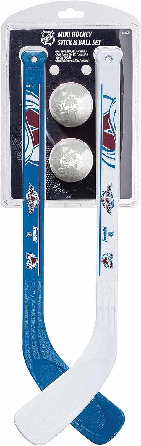 Franklin Sports NHL Mini Hockey Stick Set - NHL Team Knee Hockey Stick and Ball Set - Two Player Stick Set - Great Toy for Kids