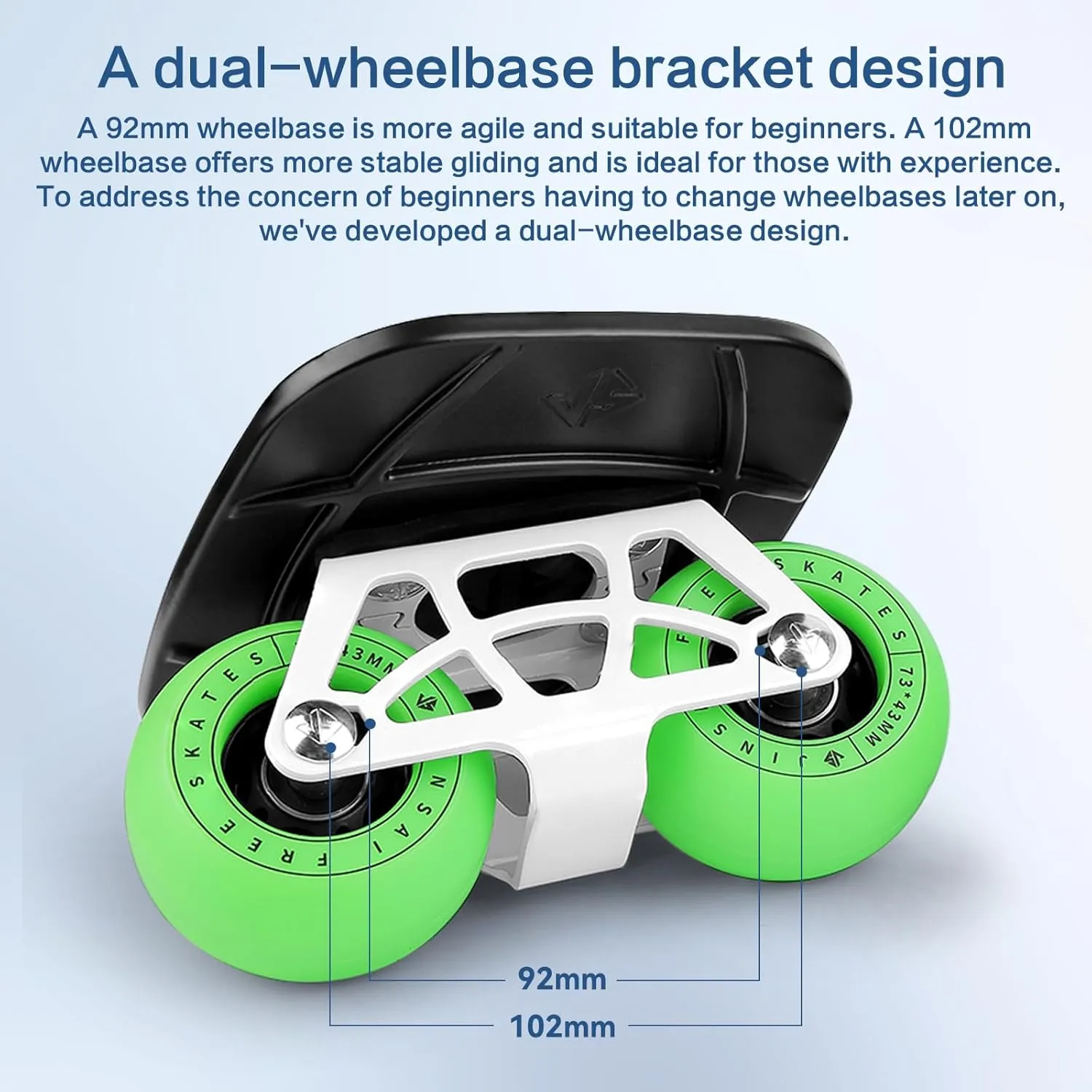 FreeSkates Portable Roller Road Drift Skates Plate, with Aluminum Alloy Deck Non-Slip, Board Split Skateboard with PU Wheels High-end Bearings