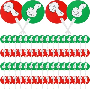 Fuutreo 70 Pcs Voting Paddles Thumbs up Thumbs Down Paddles Yes or No Paddles Teacher Classroom Event Supplies Plastic Auction Paddles Auction Signs Classroom Green Red for Teacher Student Interaction