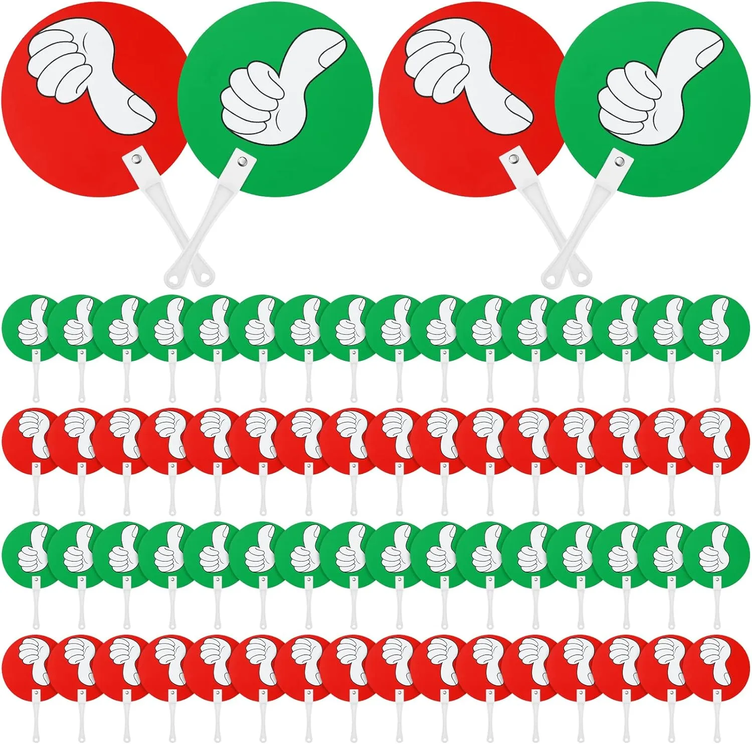Fuutreo 70 Pcs Voting Paddles Thumbs up Thumbs Down Paddles Yes or No Paddles Teacher Classroom Event Supplies Plastic Auction Paddles Auction Signs Classroom Green Red for Teacher Student Interaction